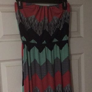 Strapless chevron dress